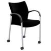 Trillipse chair with upholstored seat, arms and castors